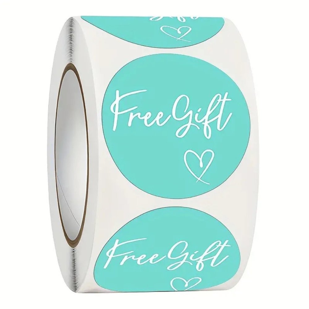 NEW 500 Stickers, Circular Free Gift Sticker, Round Thank You Stickers - Blue